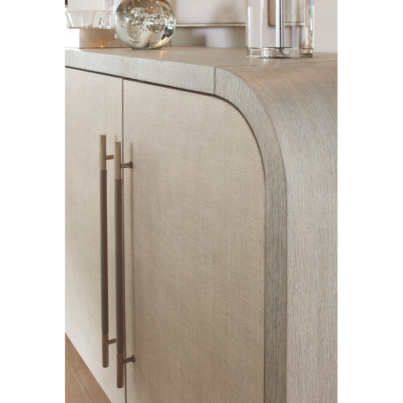 Modern 80'' Brown Oak Sideboard with Raffia Doors