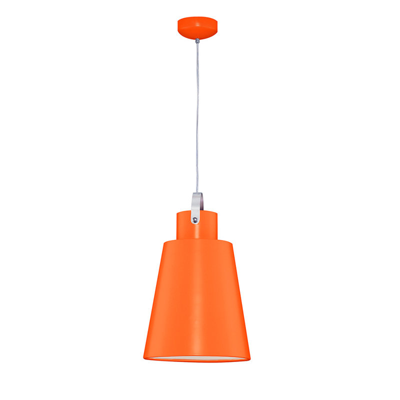 Élégant lustre en métal, 4 pi (120 cm) de hauteur, 1 douille DEL de 15 W, finition orange | Comprend l'ampoule | Fabrication 100% métal | Parfait pour l'éclairage du salon, de la salle à manger ou du vestibule, design élégant et durable