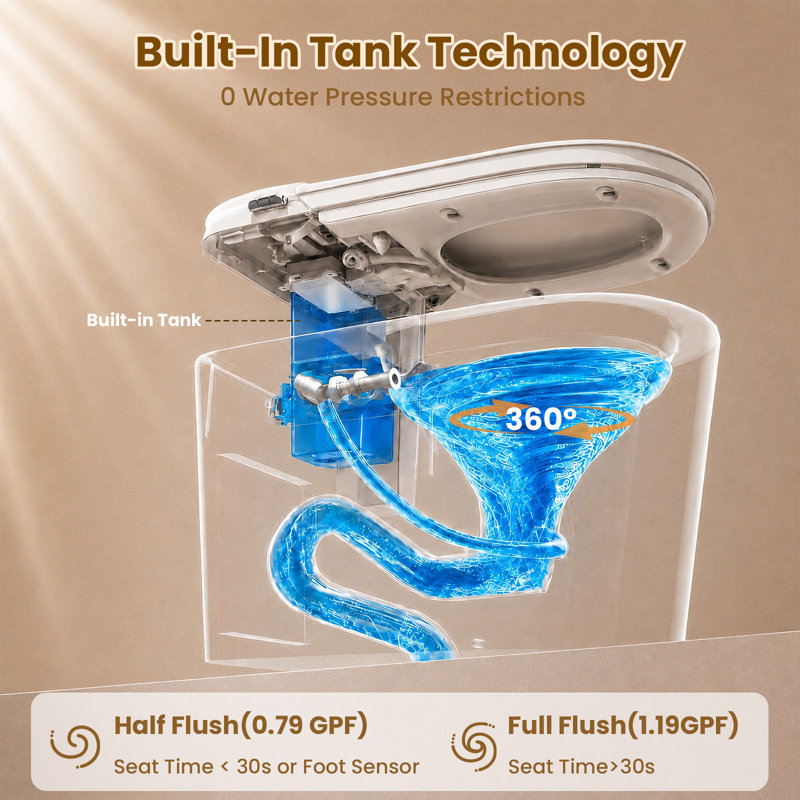 Toilettes intelligentes avec bidet intégré, fonctionnement ultra silencieux, double chasse d'eau de 4,5 litres, forme allongée, sèche-air chaud intégré, lampe de nuit DEL avec télécommande.