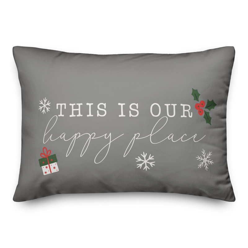  Coussin rectangulaire This is Our Happy Place, Gris
