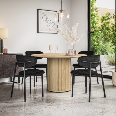 Arlo Black Table Top W Black Legs + Myla Linen Dining Chair Grey Set Of 4