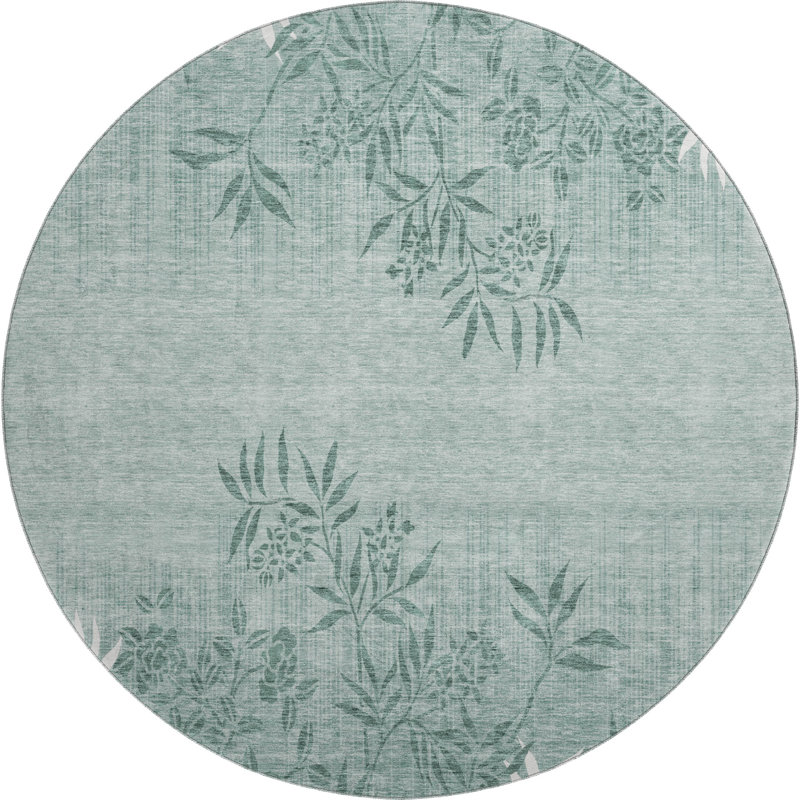 Premium Machine Washable Prisco Sage Rug, Round 8'