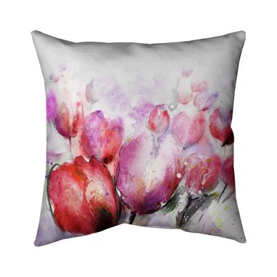 Abstract blurry tulips - 16"x16" Throw pillow - Poly twill - Print on demand