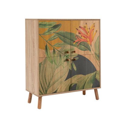 Wooden Legs Decorative Accent Chest With 4 Cabinets