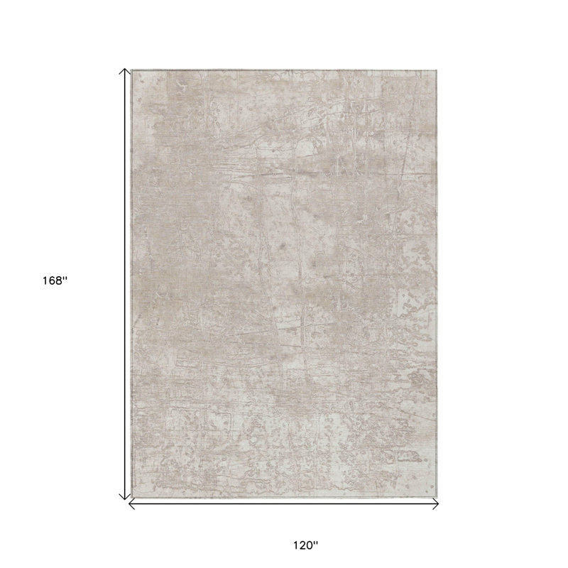 10' X 14' Ivory Abstract Washable Non Skid Indoor Outdoor Area Rug, Rectangle 10' x 14'