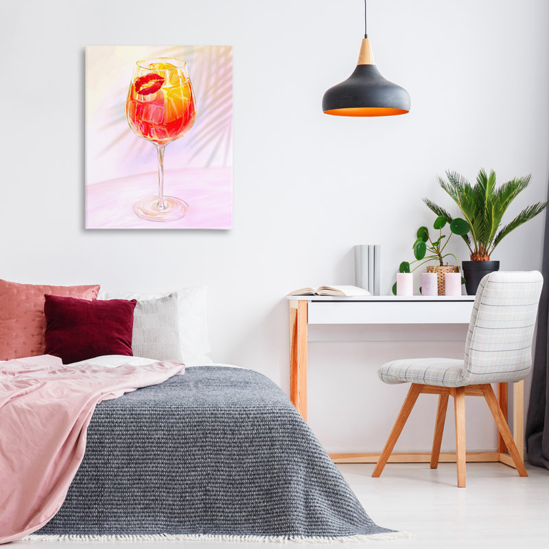 Toile de cocktail estivale avec des lèvres, design par Ziwei Li, H 40 po x l 30 po