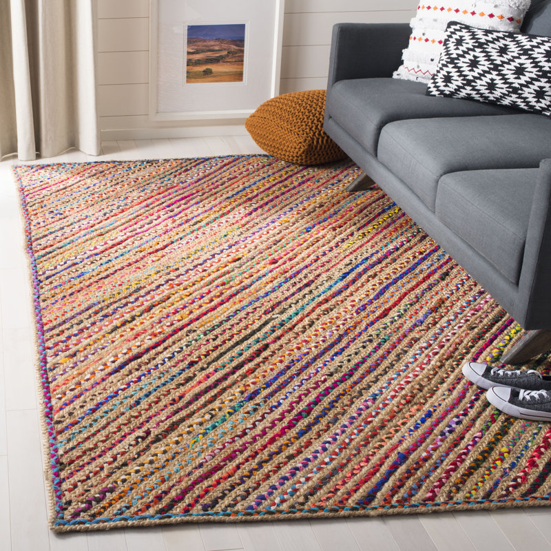 Tapis en jute de coton tissé à la main Polegate, Rectangle 4 pi x 6 pi