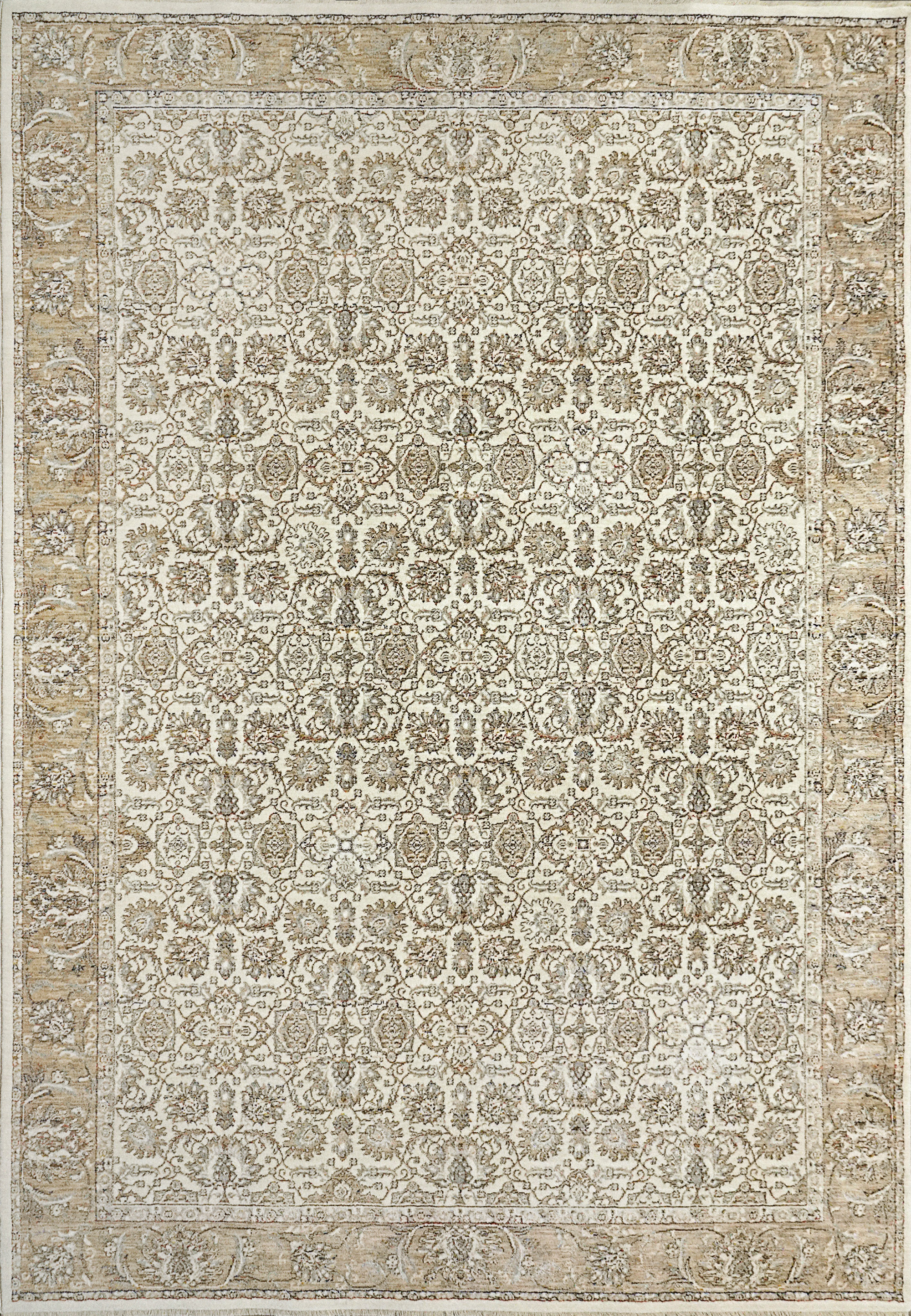 Machine Made Polyester Rugs Bungalow Rose Oriental Machine Made Polyester Area Rug in Cream | Wayfair