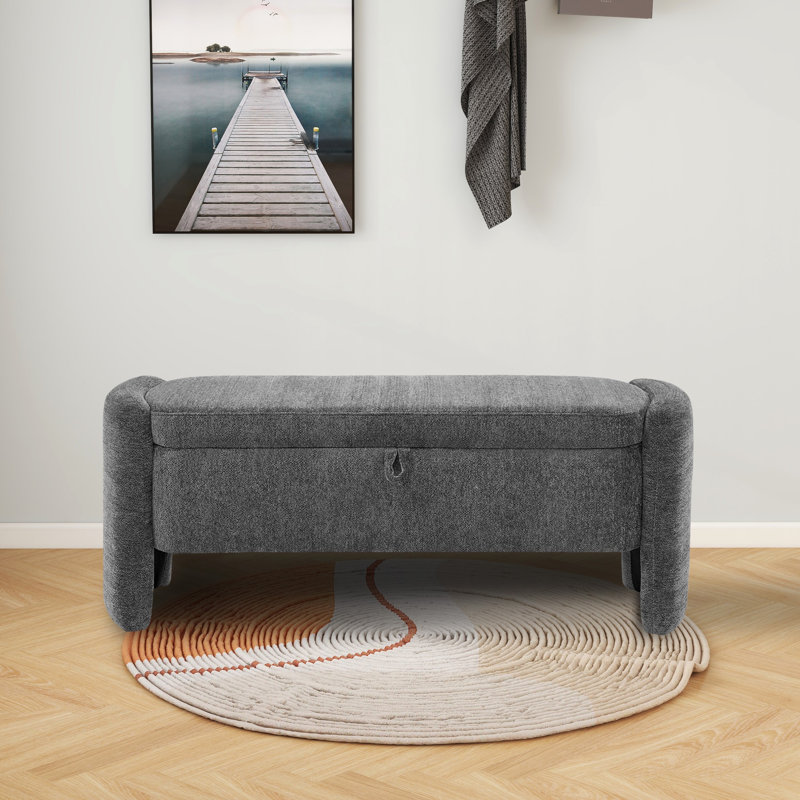 Banc de rangement rembourré 100% polyester Battifora, Gris