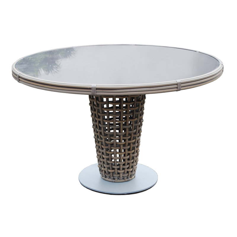 Dynasty Outdoor Round Dining Table, Gray/Kubu Mushroom