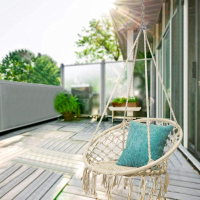Chair Macrame Swing Max 330 Lbs Hanging Cotton Rope Hammock Swing Chair For Indoor And Outdoor