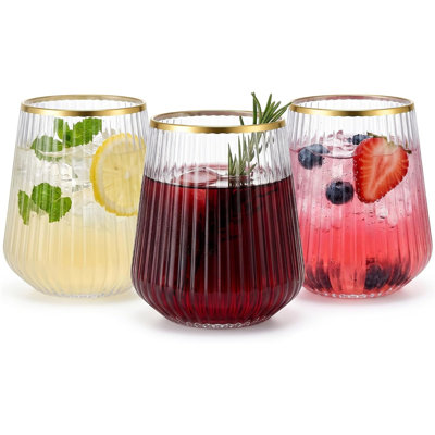 40 verres à vin en plastique 40 oz à bordure dorée 40 pièces