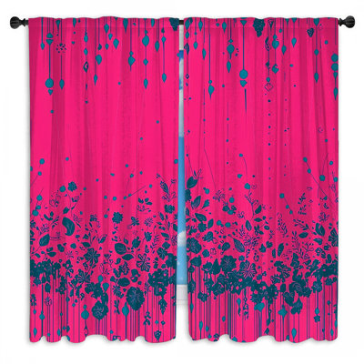 Floral Window Curtains Abstract Sheer & Room Darkening - 2 Panels