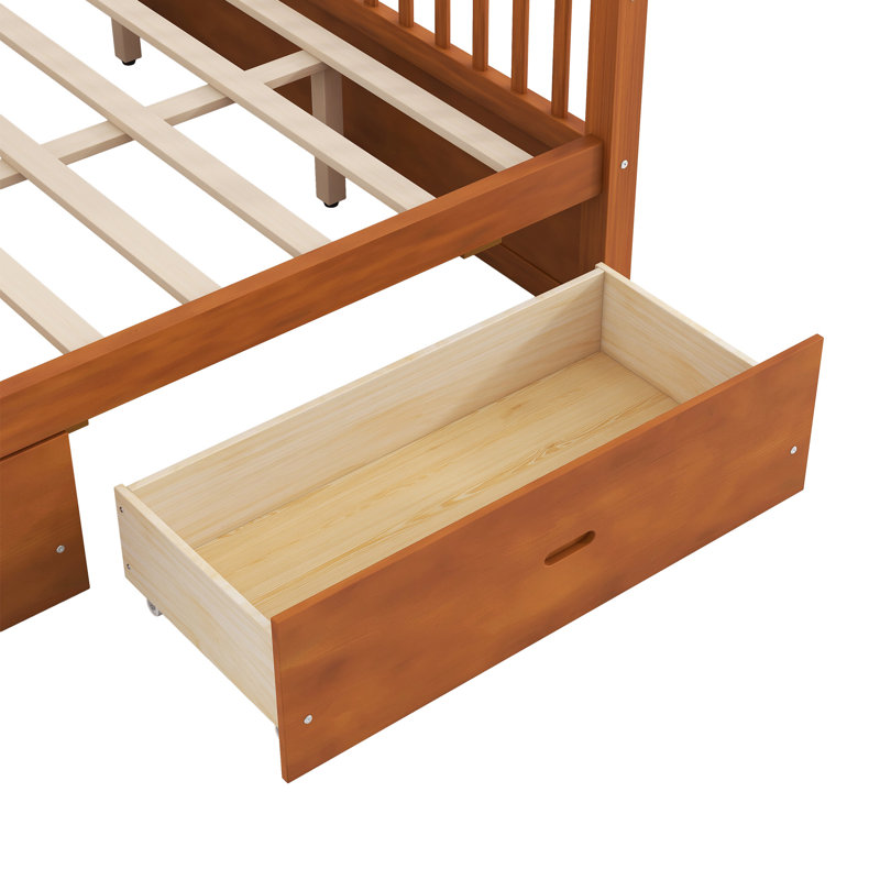 Wooden Canopy Bed With Storage Drawers, Walnut, King