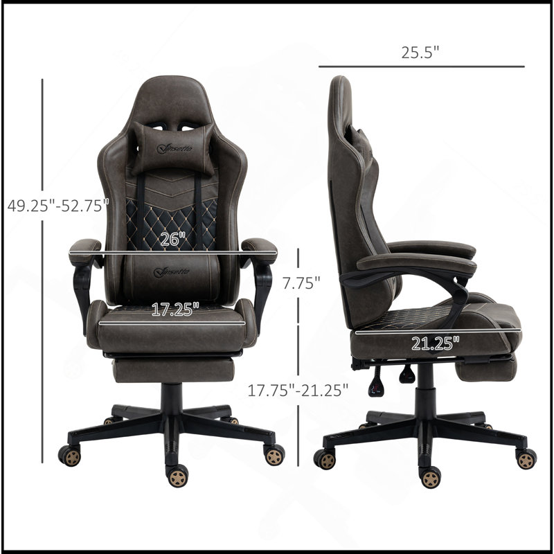 Fauteuil de jeu inclinable confortable avec caractéristiques ergonomiques avancées, Brun