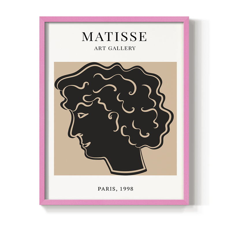 Matisse Cxxi, reproduction encadrée - bois massif, Rose, H 10 po x l 8 po