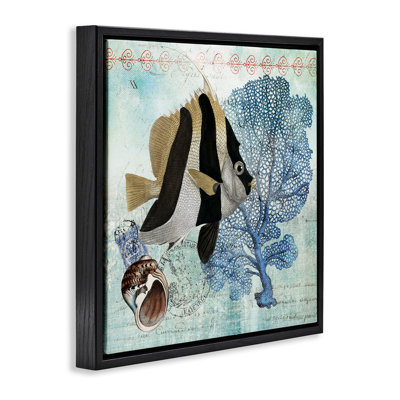 Collage de poissons tropicaux rétro