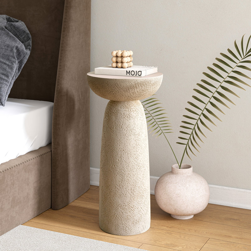 Sleek Cylinder Round Side Table, Ivory