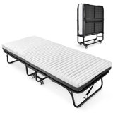 Folding Bed With Mattress Included Memory Foam, Portable Roll Away Adult Bed For Guest, Fold Up Soft Cot Size Bed, 75"L*46"W