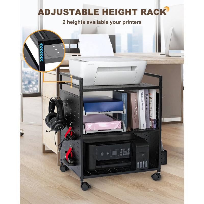 64.5cm H x 40cm W Printer Stand, Black