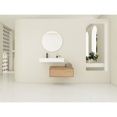 Meuble-lavabo de salle de bain avec lavabo en résine