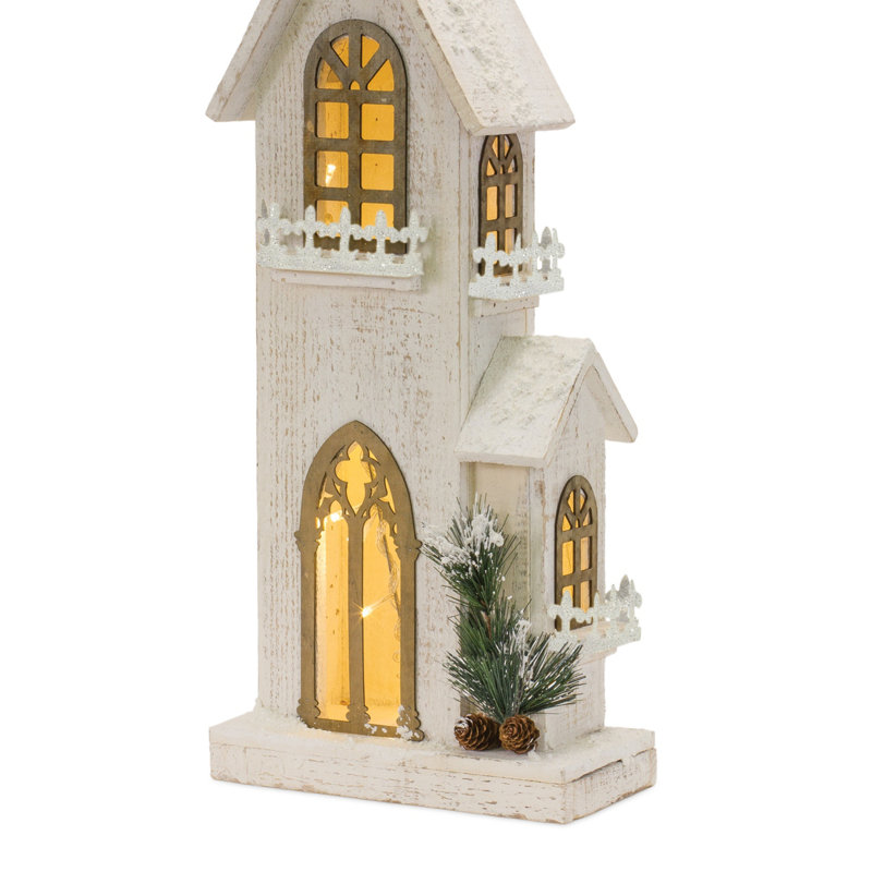 LED Lighted Winter Church Display 27"H