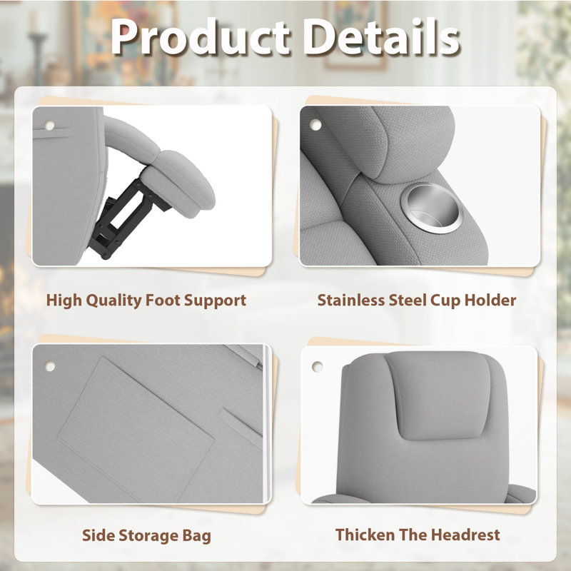 Fauteuil de massage ergonomique inclinable - Canapé inclinable réglable avec 8 points de massage, accoudoirs élargis et dossier épais pour un confort ultime, avec deux porte-gobelets
