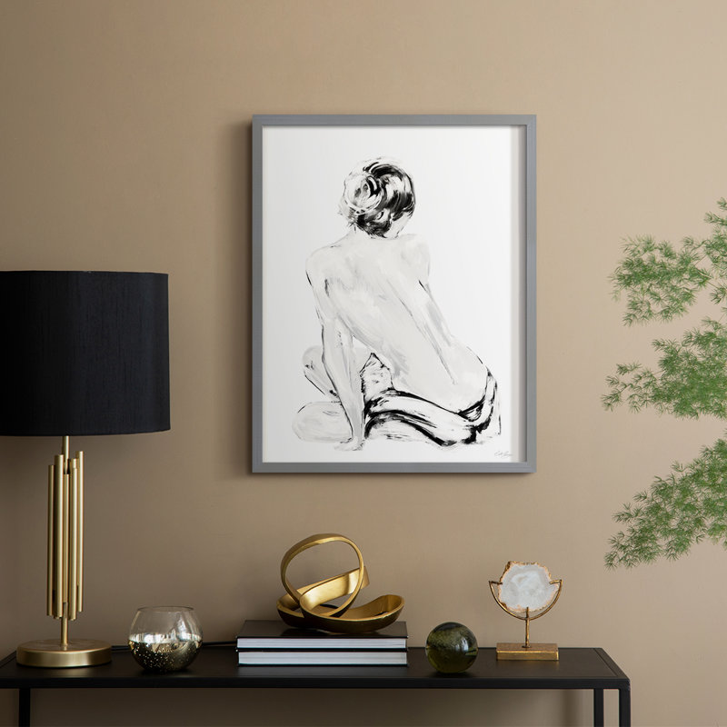 Impression impressionniste «Soft Nude II», bois massif, 30" H x 24" W, Gris
