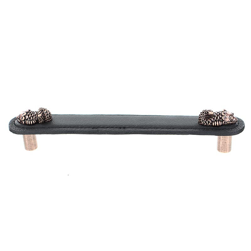 Pollino Bar / Handle Pull, 4", Satin Nickel/Brown