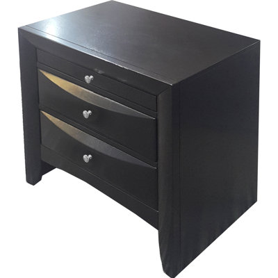 Élégante table de chevet en noir - Élément de décor à 2 tiroirs à mouvement lisse