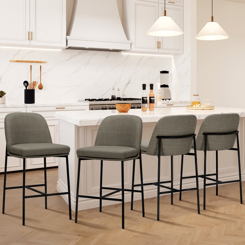 Upholstered Counter Stool with Metal Frame, Brown