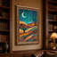 Art mural sur toile Teal Crescent Moon Over-600626775