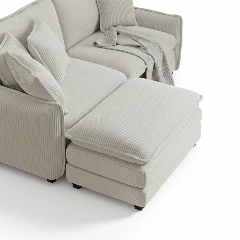 Canapé modulaire Cozy, Velours côtelé beige