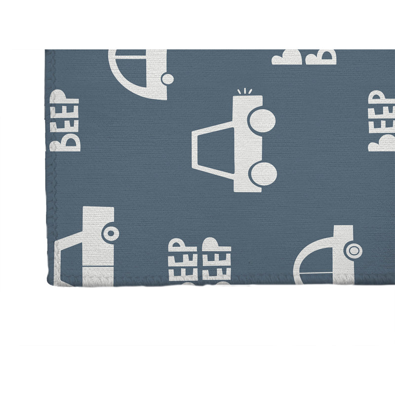 Beep Kids Play Mat, Blue/Ivory, Rectangle 5' x 7'