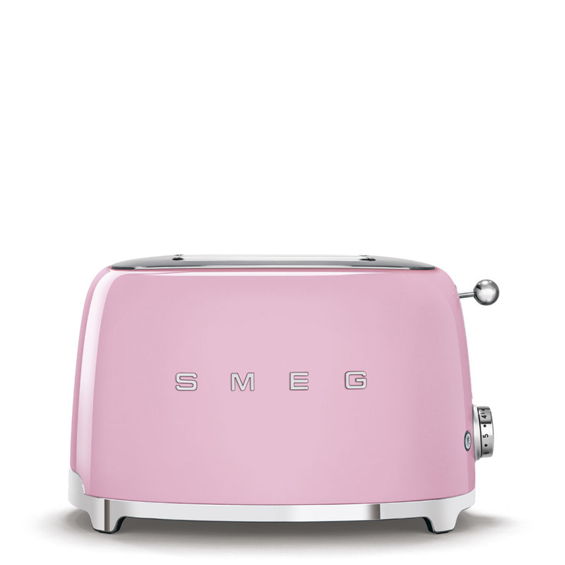 Smeg TSF01 50's Style Retro Two Slice Toaster, Pink