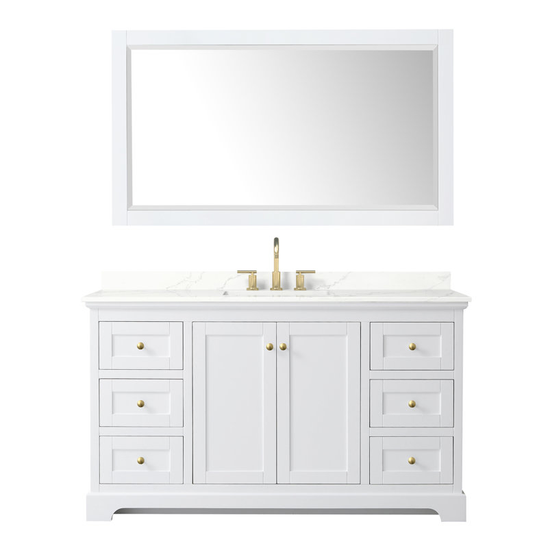 Avery 60'' White Single Bathroom Vanity with Marble Top