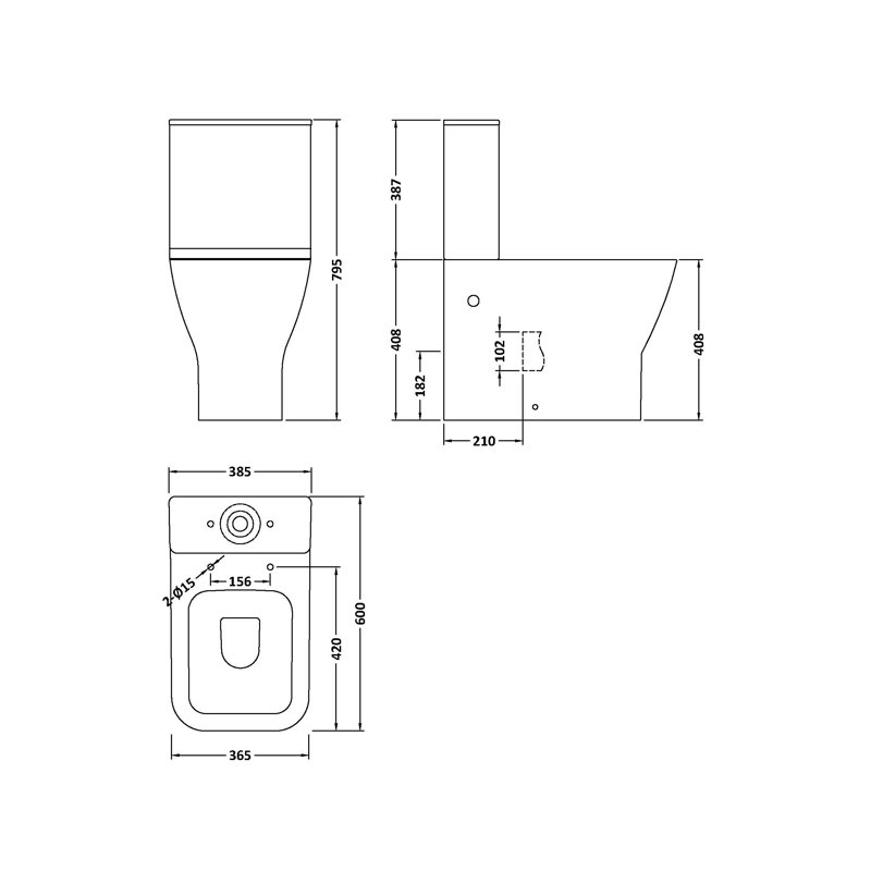 Nuie Ava 12L LPF Square/Rectangular Chair Height Floor Mounted Kit (Seat Included)
