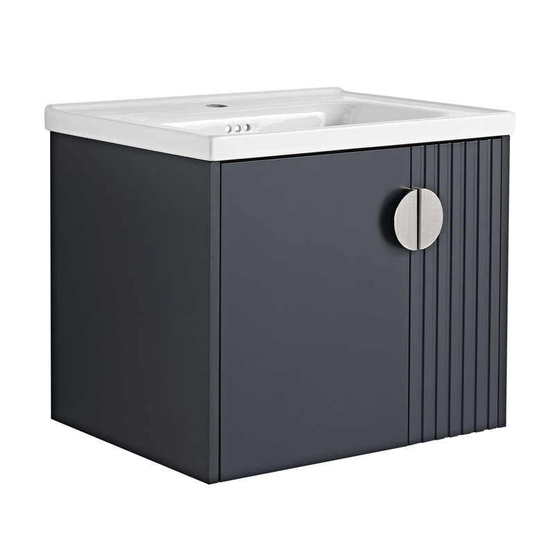 Ensemble de meuble-lavabo simple 23,80 po avec plateau en céramique, 24", Noir