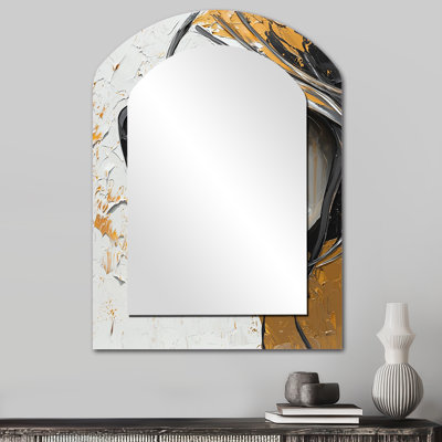 Noir et doré Fashion Woman Glamazon II - grand miroir mural forme femme, miroir décoratif noir Freeform, impression sur métal