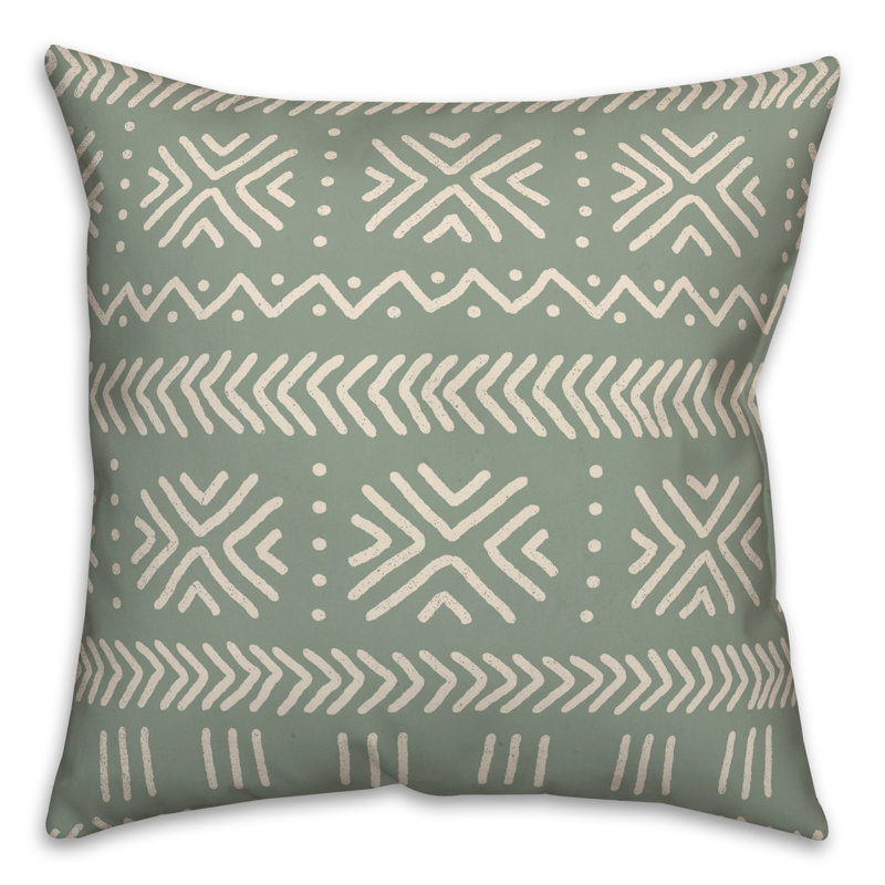Sage Mudcloth Square Pillow Cover & Insert