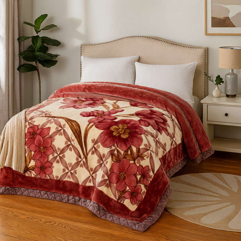 Couverture en peluche moelleuse - chaleureuse, douce et confortable toute l'année , Flore 2