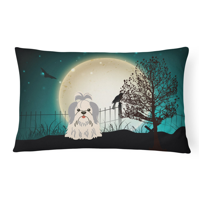 Coussin lombaire intérieur/extérieur Halloween, Argent/blanc