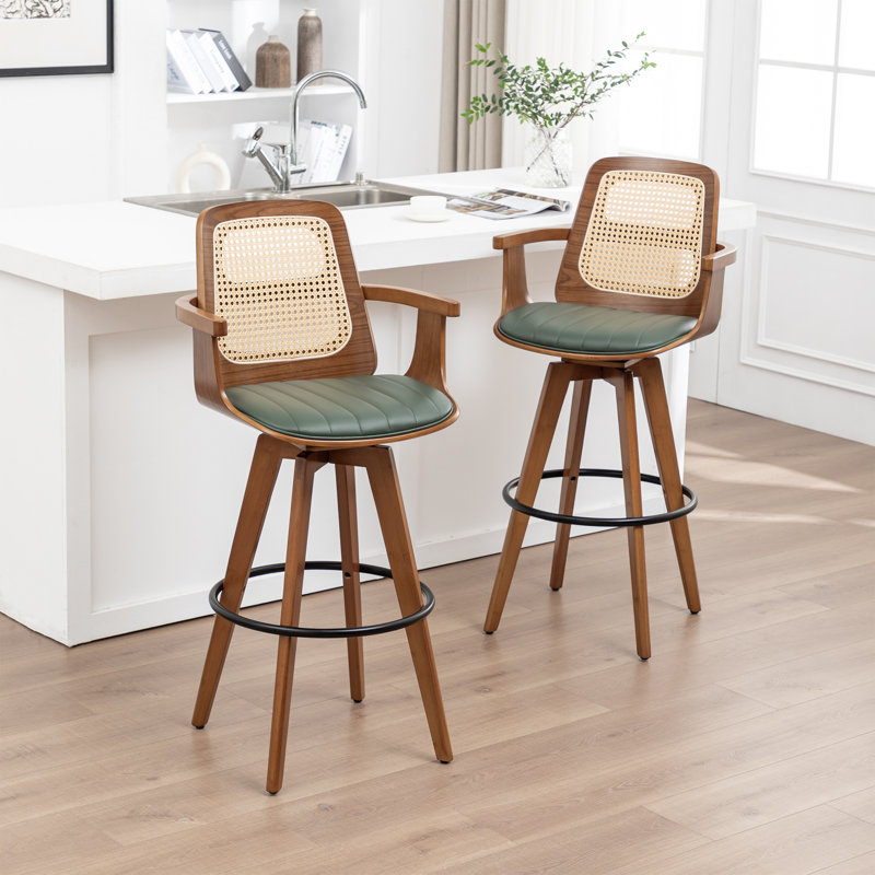 Tabouret de comptoir pivotant Clero, Vert, Tabouret de bar (siège d'une hauteur de 30 po)