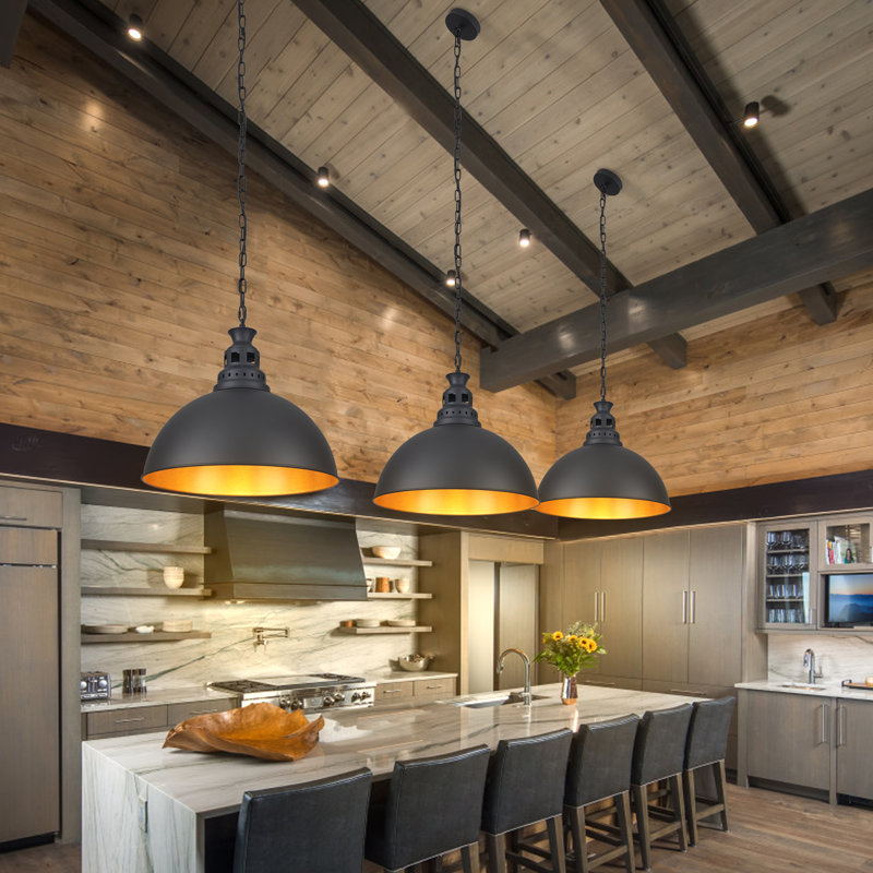 Dunellen 18" 1 - Light Industrial Single Dome Pendant for Farmhouse Dining Room kitchen Island, 66.14" H x 17.7" W x 17.7" D