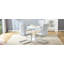  Ensemble de 5 petites tables de salle à manger rondes avec chaises rembourrées en polyuréthane et pieds arqués argentés, gris clair-994948509-994948511