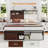 47" H Queen Size With Charging Station Storage Headboard Farmhouse Bed Frame, With Barn Door Pattern Led Light And Metal Slats 2 Drawers Bed Frame-1412670045-1412670044