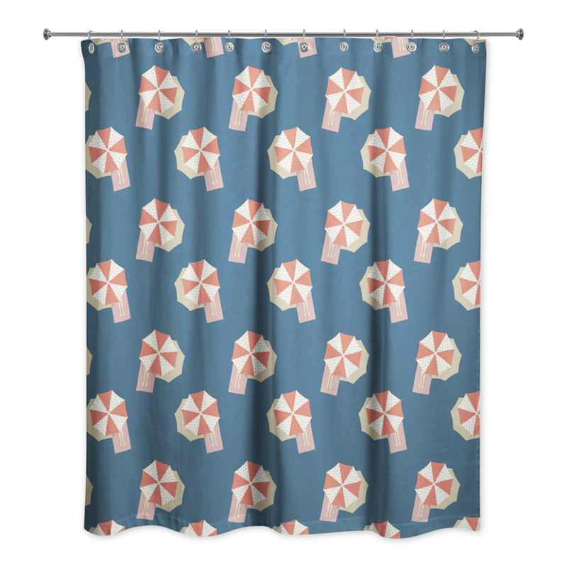 Ahona Polyester Abstract Single Shower Curtain, Navy Blue/Red