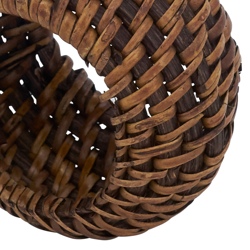 Set of 4 Brown Woven Rattan Napkin Rings