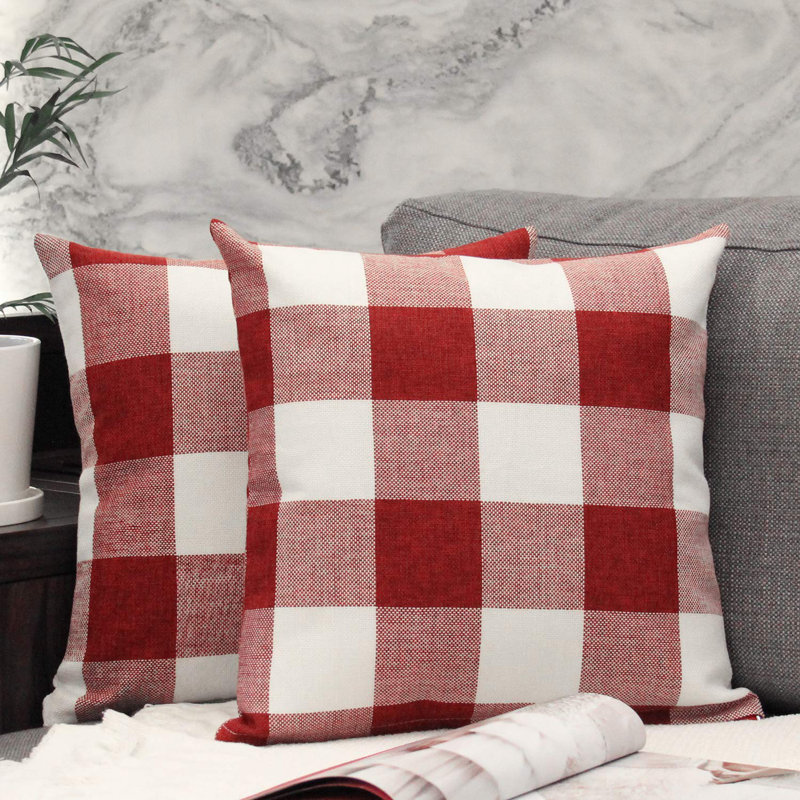Housse de coussin Holiday 2019 Buffalo, Rouge, H 18 po x l 18 po