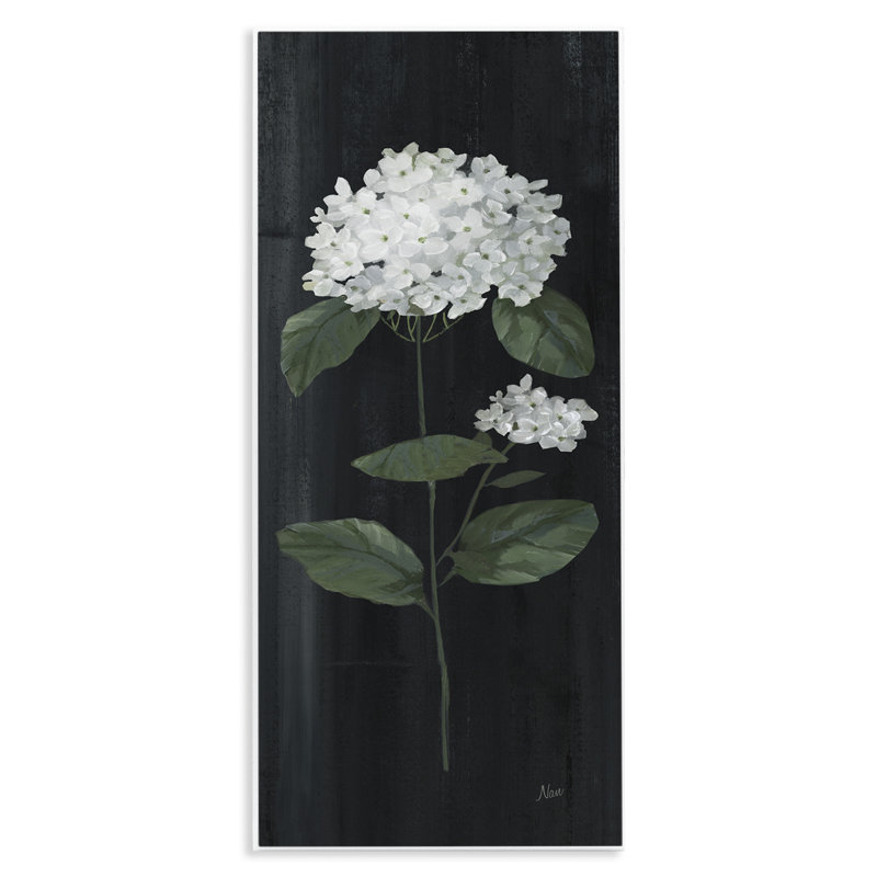 Fleur d'hortensia sur fond foncé délavé par Nan - peinture sur panneau de fibres à densité moyenne
